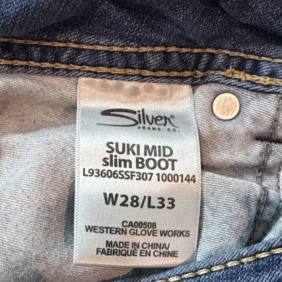 Silver Jeans Co. Suki Mid-Rise Slim Bootcut Y2K Sequin Jeans W28 L33 Small Hole - Picture 3 of 8